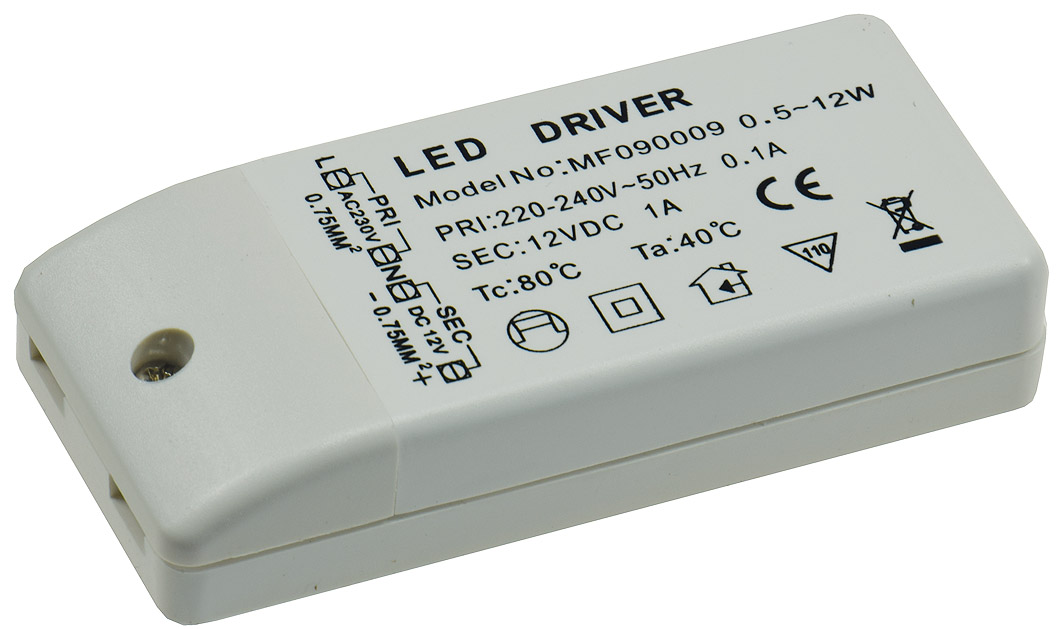 LED-Trafo "CT-12E-V2", 0,5-12W 230V~ auf 12V=, eckig