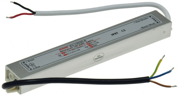 elektronischer LED-Trafo IP67, 1-30 Watt Ein 170-250V, Aus 12V=, wasserdicht