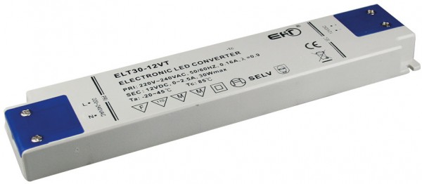 LED-Trafo 230V auf 12V=, 0,5-20 Watt Ein 180-240V, Super SlimLine